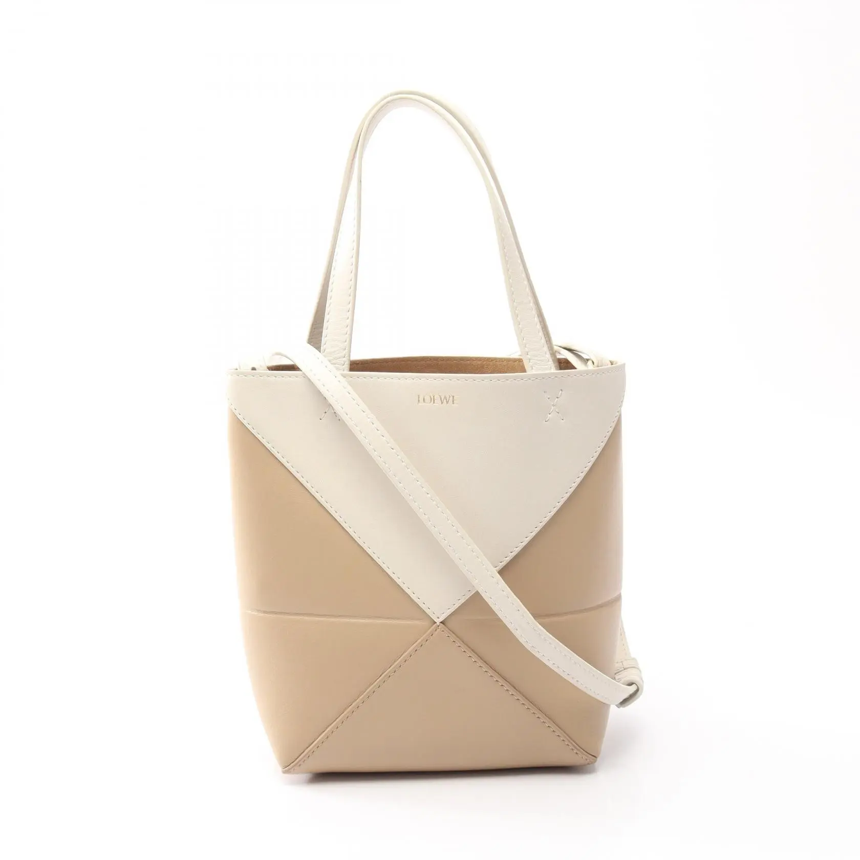 Pre-owned Loewe Calfskin Shoulder Bags Puzzle Fold Leather 2way Handbag