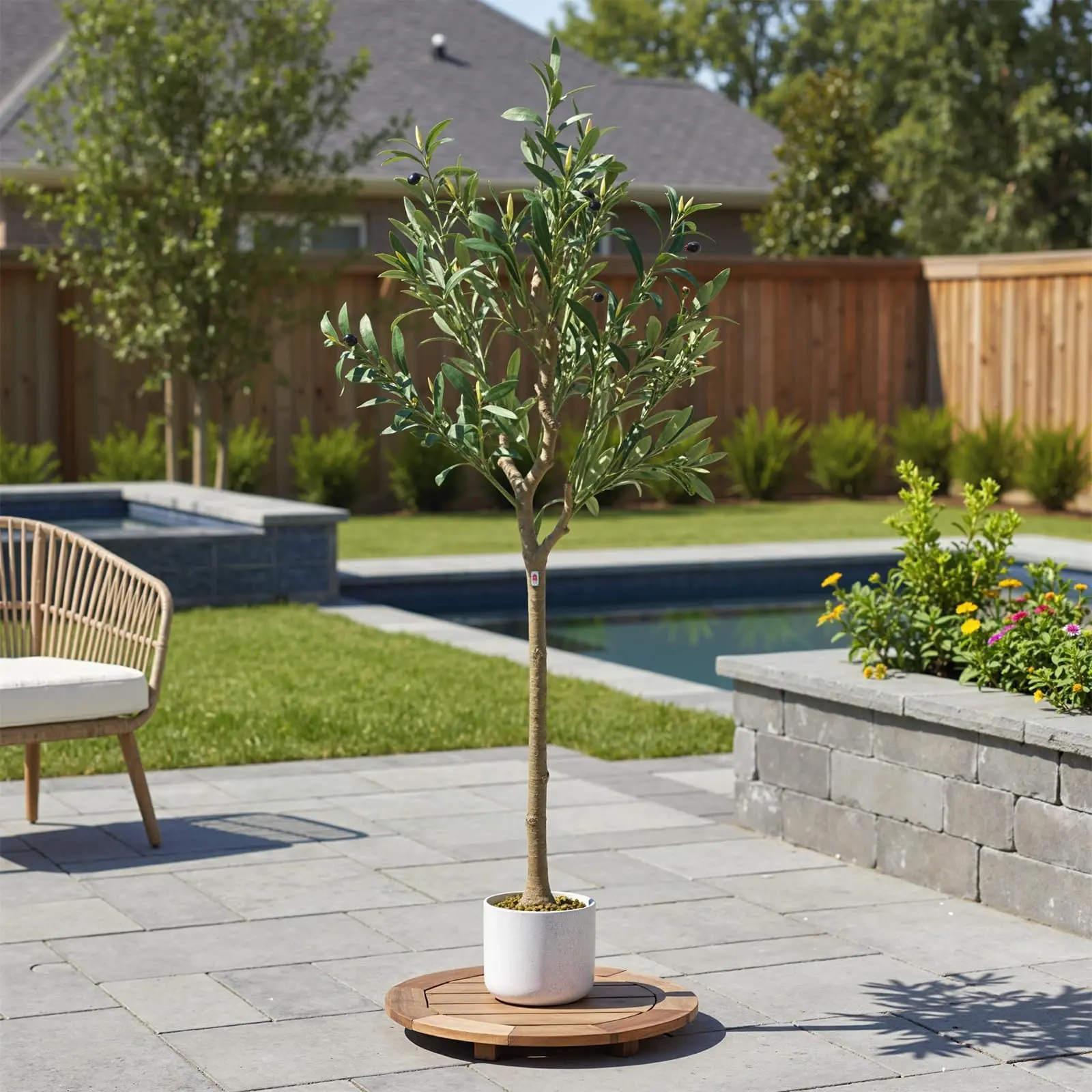 Garvee Artificial Olive Tree 60 cm/120 cm/135 cm | Artificial Potted Plant | Mediterranean Decoration for Garden, Living Room, and Office