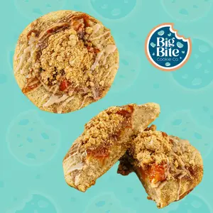 Big Bite Cookie Co. Peach Cobbler Cookie - 6oz Gourmet Cookies with Brown Sugar Peach Cobbler Filling & Cinnamon Streusel Crumble - Individually Wrapped & Ready to Enjoy - TikTok Viral Dessert Snack