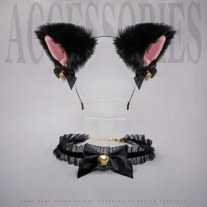Christmas halloween Cute Fox Ear Design Headband & Bell Choker Set, 1 Set Cosplay Costume Accessories for Women & Girls, Fashion Accessories for Party, Twilight Masquerade, Daily Clothing Decor