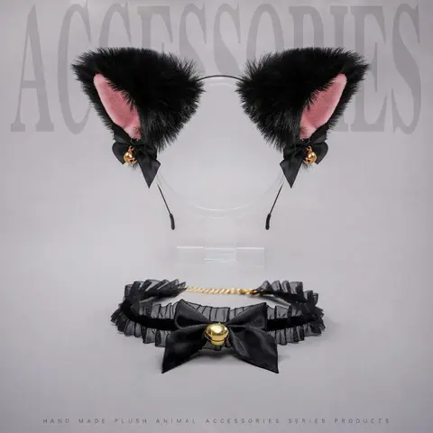 Christmas halloween Cute Fox Ear Design Headband & Bell Choker Set, 1 Set Cosplay Costume Accessories for Women & Girls, Fashion Accessories for Party, Daily Clothing Decor, Festive Party Accessory