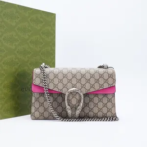 Pre-owned GUCCI Suede PVC Shoulder Bags Dionysus GG Pink Supreme Canvas Shoulder Bag Bgp184873