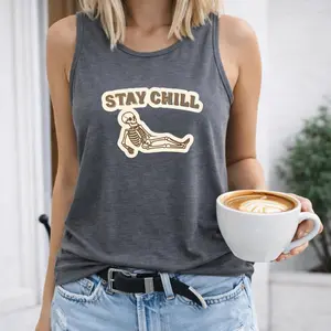 Women Skeleton Graphic Tank Top Summer Sleeveless Casual Top Womenswear Bridal Tanktop