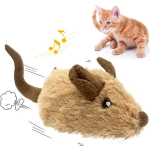 Gigwi Interactive Cat Toys for Indoor Cats, Cat Mouse Toys with Electronic Realistic Squeaky Sound, Automatic Moving Kitten Toys Electric Mice Toy Self Play Exercise(Brown Ear) GiGwi