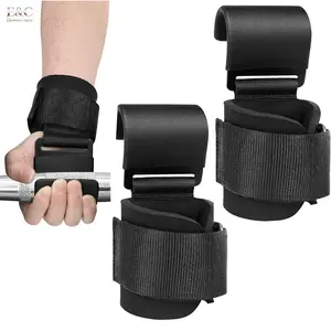 EC Pair Heavy Duty Weight Lifting Wrist Hooks Straps, Hand Grip Support Fitness Accessories for Deadlift Pull Up Shrug Workout Men Women Gym Training