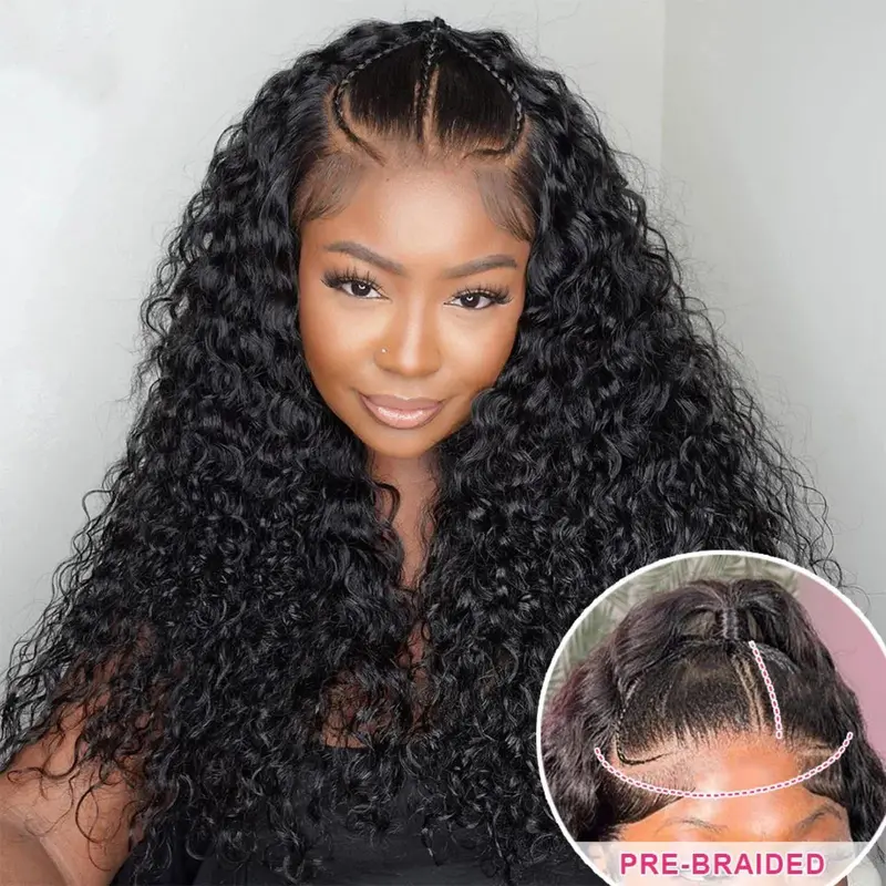 [Flash Sale] Wiggins Hair 30Inch 28Inch Stylist Wig 300% Density Pre Braided Pre Cut Ready to Go Glueless Wigs Water Wave 13x4 Lace Front Wigs Human Hair Pre Bleached