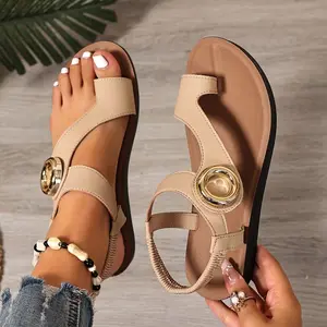 Sandals women，women's Fashionable Plain Color Slides, Casual Comfortable Flat Sandals for Summer, Lightweight Breathable Slippers for Beach, Daily Clothing Decor, Walking Shoes