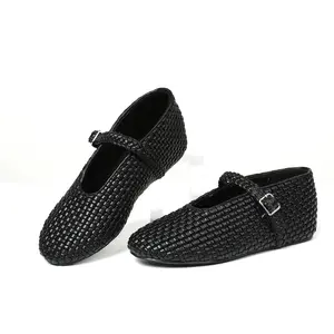 Womens Ballet Flats for Women Round Toe Suede Material Mary Jane Shoes Adjustable Buckle Summer Gifts Slip on Work Party Casual Outings Ballerina Shoes Spring Sandals Women