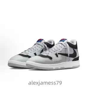 The hook-hooked mid-top sneakers are in gray and blue for both men and women