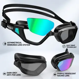 【Vecukty】 Black Swimming Goggles, Adjustable Anti-Fog Swim Goggles, Professional Swim Accessories for Men & Women