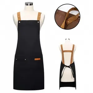 Adjustable Shoulder Strap Apron with Pocket, 1 Count Breathable Polyester Apron, Sleeveless Kitchen Apron for Restaurant, Cafe and Bookshop, Kitchen Cooking Aprons