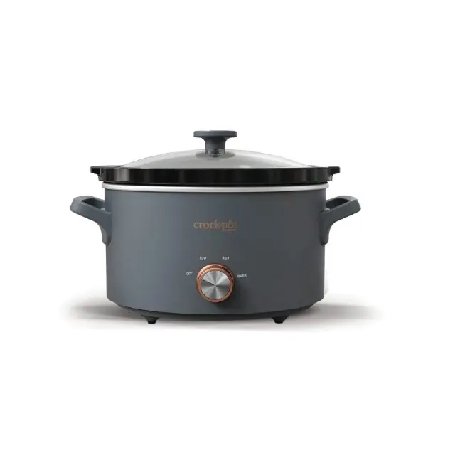 Crock-Pot Manual 4 Quart Slow Cooker Mussel Gray Glass Lid Removable Stoneware Pot Easy Clean Countertop Slow Cooker