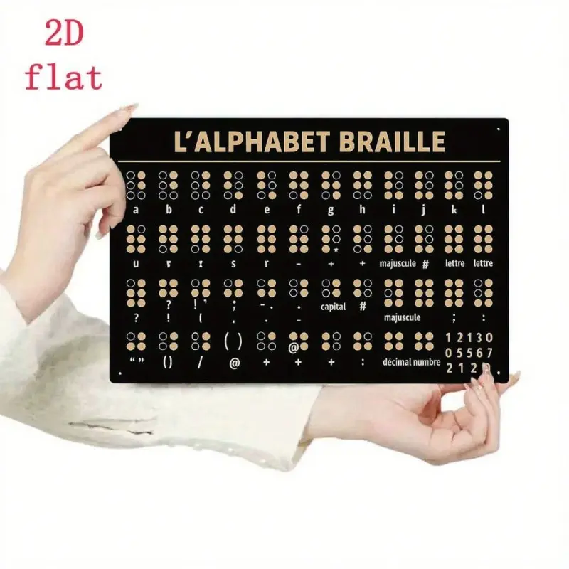 Vintage French Aluminum Braille Alphabet Wall Sign for Home Decor Vintage Aesthetic Aluminum Wall Art 7.8x11.8 Inches Durable for Indoor and Outdoor Use