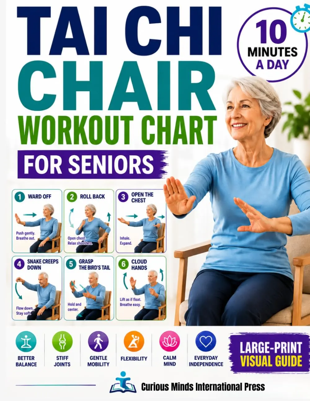 Tai Chi Chair Workout Chart for Seniors: 28 Days of Easy Seated Exercises for Stiff Joints, Gentle Mobility, Better Balance, Flexibility, Calm, and Everyday Independence in Just 10 Minutes a Day