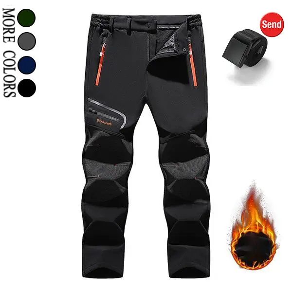 Men’s Waterproof Insulated Pants for Cold Weather Hiking, Winter Snow Skiing, Softshell Outdoor Pants with Zippered Pockets, Climbing & Thermal Jogger Trousers, Thermal Lined Jogger Pants for Men
