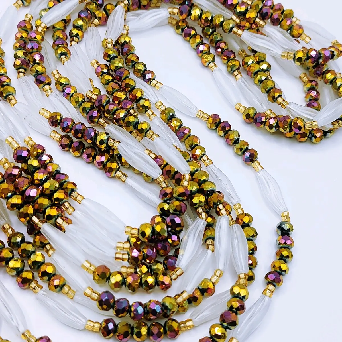 Women's Iridescent Sparkly Glow in the Dark Waistbeads Luxury Tie on Belly Chain for Daily Use Fashion