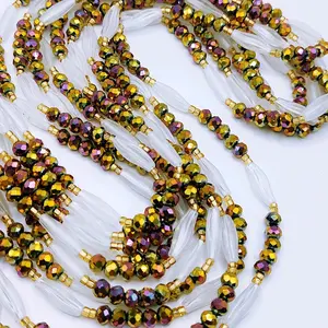 Women's Iridescent Sparkly Glow in the Dark Waistbeads Luxury Tie on Belly Chain for Daily Use Fashion