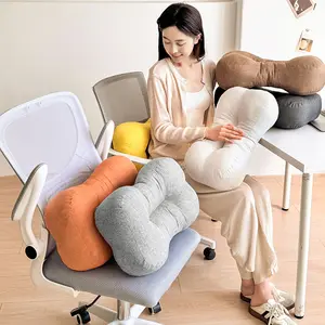 Breathable Linen Summer Office Chair Backrest Pillow, Long Sitting Waist Support Cushion, Student Nap Rest Pad, Faux Leather Design