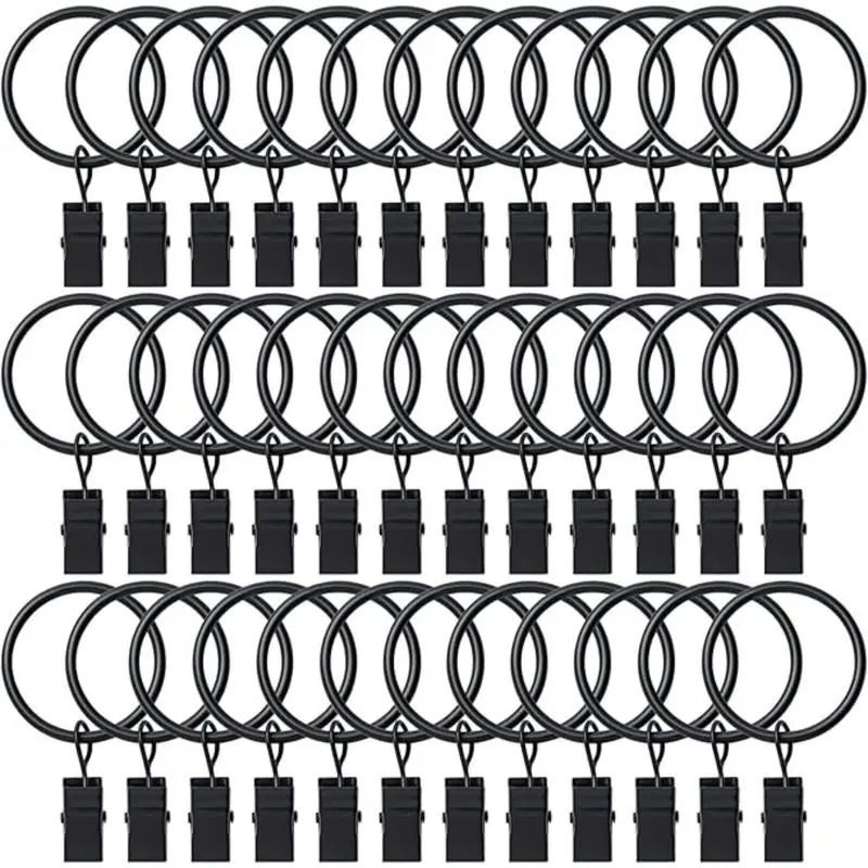 36 Pack Curtain Rings with Clips, Drapery Clips with Rings, Hangers Drapes Rings, Drapery Rings 1.26 inch, Fits up to 1 inch Diameter Curtain Rod, for Hanging Drapes Bows Hat and So On
