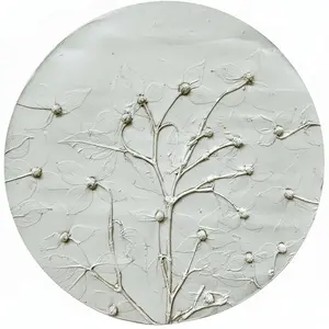 Plaster Botanical Bas Relief Artwork Decor Poster Ornaments Hanging Wall Decoration