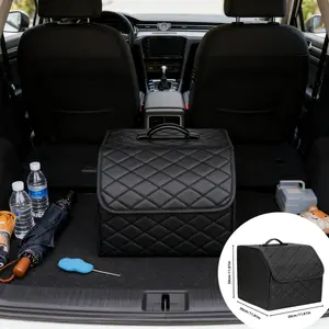 Car Trunk Organizer Box Car Storage Organizers Large Capacity Multiuse Tools Storage Bag Stowing Tidying Leather Folding Storage Box