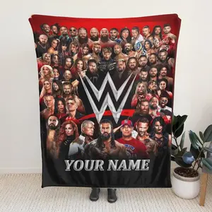 Custom Name Superstars Blanket, Cozy Wrestling Fan Throw, Flannel Game Day Blanket, Collectible for WWE Fans, Wrestling Fun, Blanket for Him