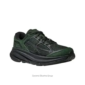 Dark Green Breathable Mesh Colorblock Low-Top Running Shoes with Black Thick Cushioned Midsole and Anti-Slip Rubber Outsole