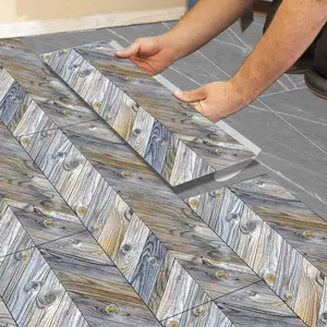 Vintage Wood Grain Self-Adhesive Floor Stickers, Waterproof Durable Kitchen Bathroom Renovation, Removable PVC Tile Stickers, Non-Slip Home Flooring