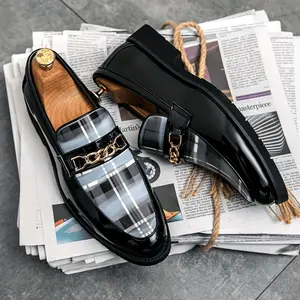 Shoes for Gentlemen Men's Plaid Elegant Slip On Loafer Shoes - Comfy Non Slip Casual Durable Dress Shoes - For Men - Suitable for Business, Casual & Formal Occasions - Perfect Gift for Father's Day & Special Events