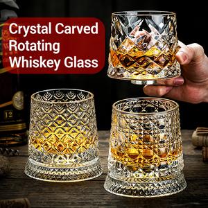 Luxury 360° Spinning Crystal Glass – Star-Cut Stress Relief Whiskey & Wine Glass, Elegant European Barware Gift