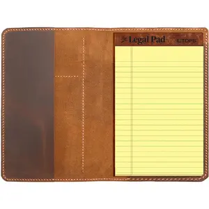 Notebook Notepad Cover for TOPS The Legal Pad Writing Pads Docket 5" x 8" Cover, retro real leather portfolio folder cover organizer (Brown)