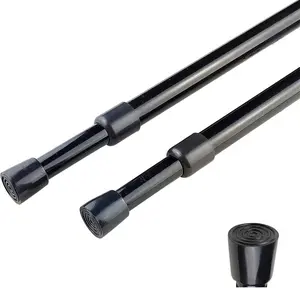 AIJIEGUANG 2pcs Spring Tension Curtain Rod，28-43 Inches Adjustable Expandable Pressure Black Curtain Tension Rods For Kitchen, Bathroom, Window,Home