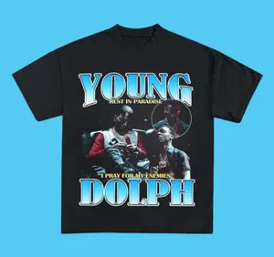 Young Dolph T-shirt, vintage hip hop tribute with bold portrait and 'Rest in Paradise' graphic
