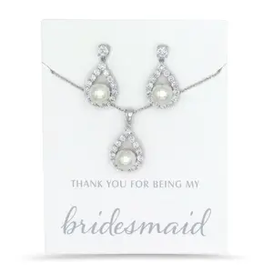 Bridesmaids Necklace & Earrings Set- Silver