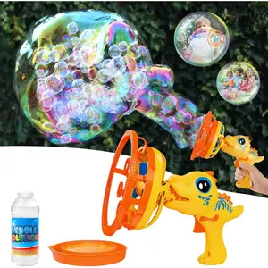 Dinosaur Bubble Gun - Automatic Bubble Blower Machine for Kids, 500+ Bubbles/Min| Perfect Birthday/Christmas Gift for Boys & Girls Ages 3-9 (Yellow)