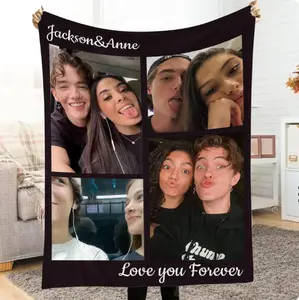Click “Shop Chat”, Send Photos, Custom Blanket with Picture Personalized Photo Throw Blanket Customized Text Fleece Blanket for Girlfriend Boyfriend Wife Husband Couple Gifts, Mother's Day Gift,Perfect for Weddings, Valentine's Day, Birthday