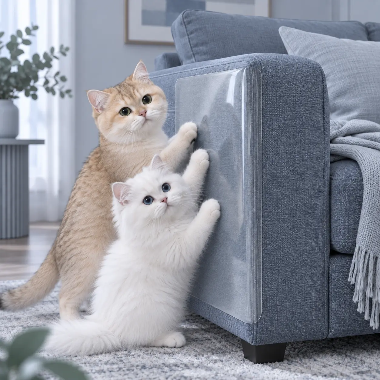 AISOON Heavy-Duty Anti-Cat Scratch Furniture Protector - 12-Pack 14x11in Non-Adhesive Discreet Shield with 50 Twist Pins, Prevents Scratches on Couch, Sofa, 14x5in Fit, Home Decor Friendly, Quick Tidy Setup (Not for Leather)