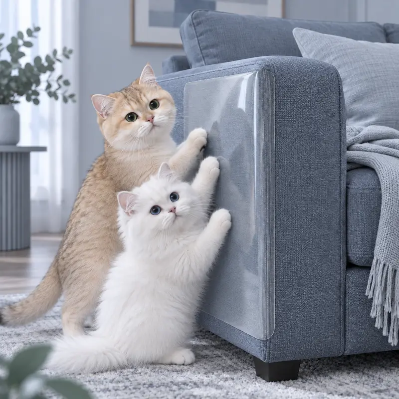 AISOON Heavy-Duty Anti-Cat Scratch Furniture Protector - 12-Pack 14x11in Non-Adhesive Thin Flexible Transparent Shield, 50 Twist Pins for Quick Setup, Fits 14x5in, for Couch, Sofa, Door, Walls, Home Decor Friendly (Not for Leather)