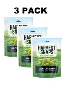 Calbee Harvest Snaps Lightly Salted Baked Green Pea Veggie Chips - 3 Pack - Healthy Gluten-Free Snack for Adults & Kids - Natural Plant Protein Snacks