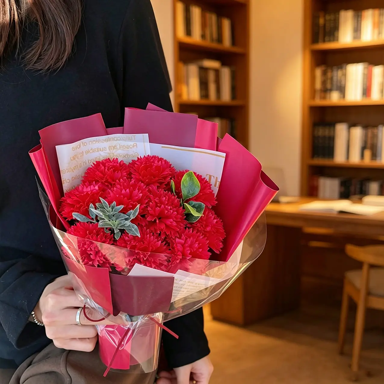 Carnation Rose Soap Flower Bouquet Gift Box, Preserved Flowers Packaging, Valentine's Day Gift for Girlfriend, Mother's Day Present
