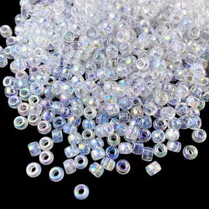 300 count Pony Beads AB Colors  Spacer Beads for DIY Crafts Braids Bracelet  Making (6x9mm, Clear AB)