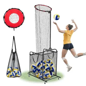 VEVOR Volleyball Setter Training Equipment, Angle and Height Adjustable Volleyball Trainer, Portable Practice Net with Cart, Wheels, Carrying Bag, Indoor Outdoor Target Net for Serving Spiking Setting