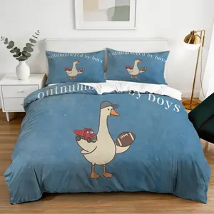 Fun Duck Pattern Duvet Cover Set, Soft And Durable Bedding Set, Contains 1 Duvet Cover And 1 Or 2 Pillowcases, Does Not Include Quilt Insert And Pillow Insert, For Home Bedrooms And Dormitories, Suitable As Holiday Gifts For Teenagers And Adults