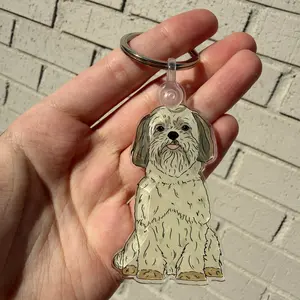 ShihTzu Dog Keychain | Cute Acrylic Pet Keychain | Grey Shih Tzu Dog | Dog Owner Gift