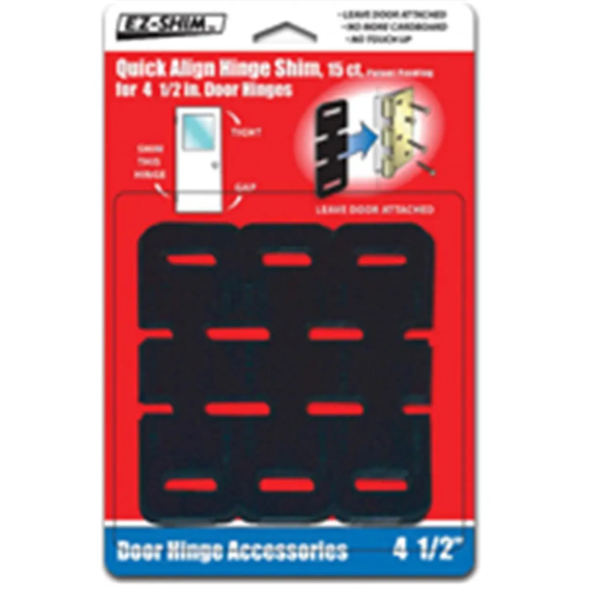212 MAIN Hinge Shim Sheets, 4.5-Inch Black High-Impact Plastic, Load-Bearing Door Hardware for Jamb & Door Alignment (3-Pack), Door Reinforcement