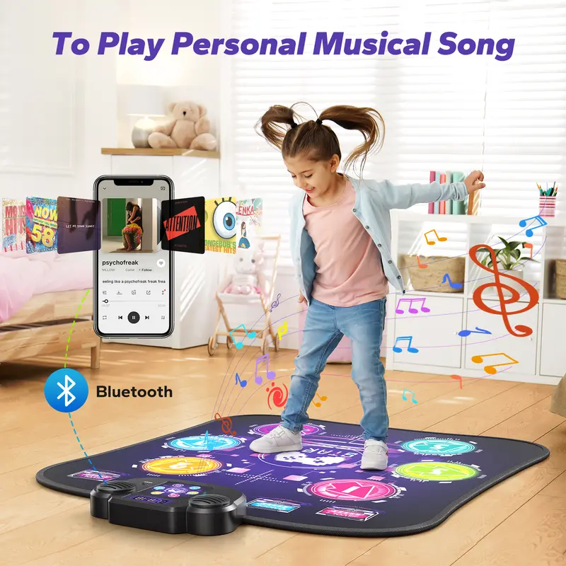 Merach Dance Mat Bluetooth Electronic Dance Pad with Light-up 6-Button 8-Button Built-in Music Dance Game Toy Gift for Kids Girls Boys 3-12 Years Old Summervibes Merach Dance Mat Bluetooth Electronic Dance Pad with Light-up 6-Button 8-Button Built-in Music Dance Game Toy Gift for Kids Girls Boys 3-12 Years Old Summervibes