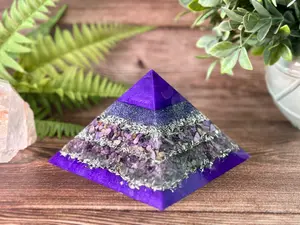 JANET - Violet Flame Golden Ratio Special Edition Pyramid! - EMF Protector - Charoite, Lepidolite and Iolite with Aluminum Metals