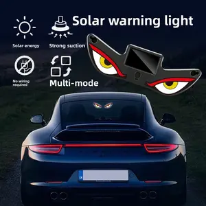 Devil's Eye Car Solar Wireless Decorative Light LED Warning Light Triangle Window Rear Window Car Interesting Ambient Light outdoorfun