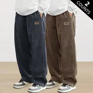 Men's Corduroy Straight-Leg Pants, Vintage Casual Style, Breathable Comfortable Fabric, Skin-Friendly, Multiple Color Options, Suitable for Daily Commute, Campus, Street, Outdoor, All-Season Wear