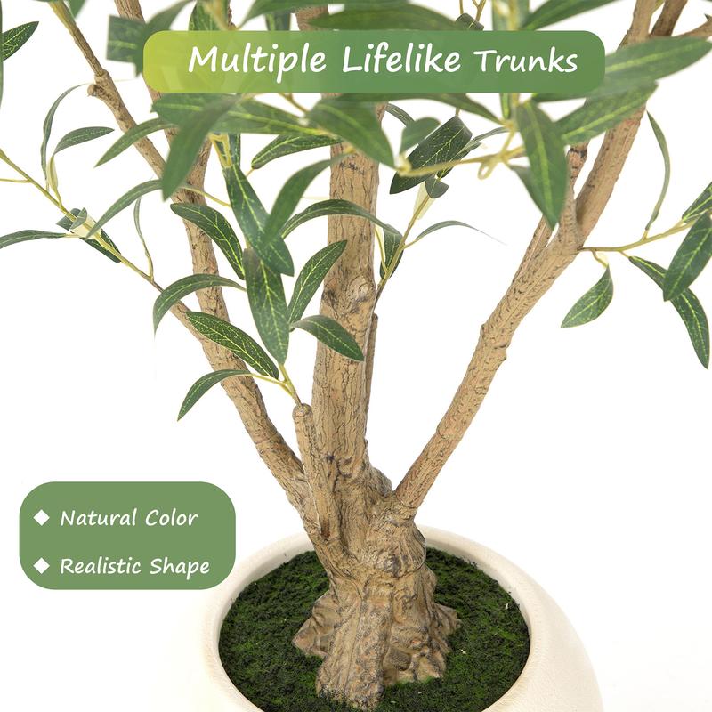 Nafresh 5ft/6ft/7ft/8ft Super Full Artificial Olive Tree Indoor,Large Faux Olive Tree with Decorative Planter, Lifelike Leaves,Vibrant Fruits for Living Room Bedroom Patio Balcony Corner Decor